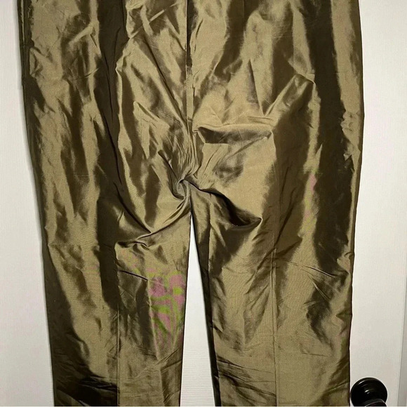 Connie Robertson 100% Silk Olive Green Suit Pants - Picture 8 of 11